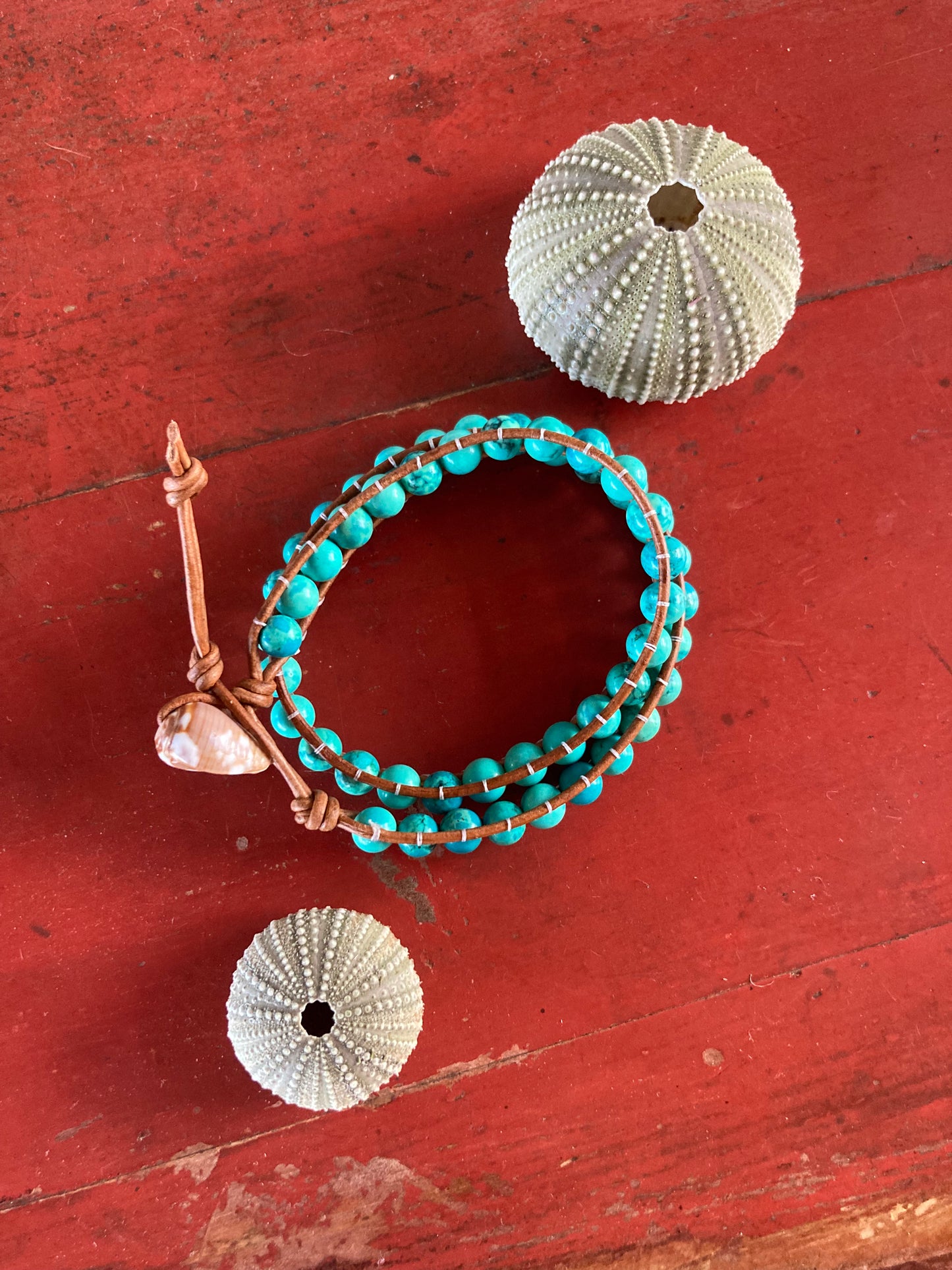 Turquoise Leather Wrap Bracelet