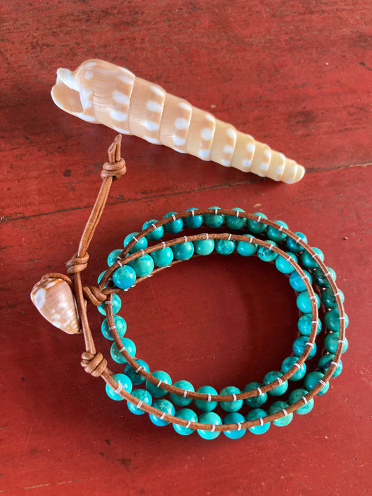 Turquoise Leather Wrap Bracelet